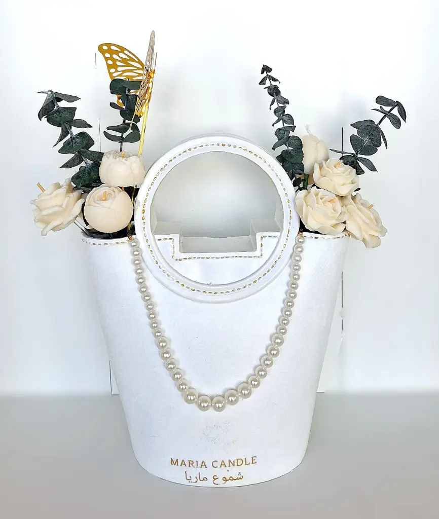 Wedding Bouquet Flower Pearl Candle شمعة باقة ورد عروس بلؤلؤ (Round Handle)