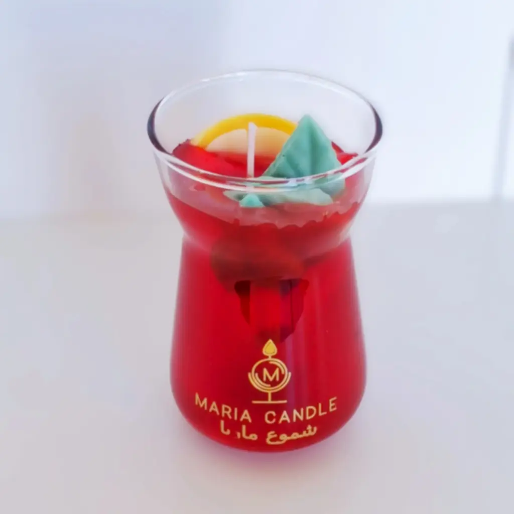 Rose Water Cup candle شمعة كأس ماء الورد (أحمر)