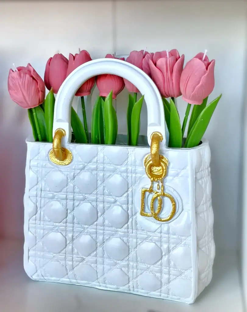 Luxury HandBag Flower Sqaure Candle شمعة وردة حقيبة يد مربع فخمة