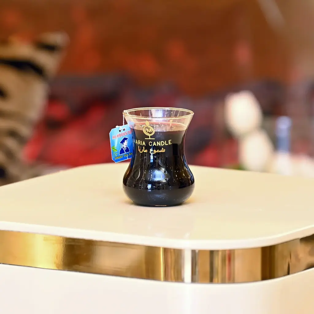 Qatarian tea large candle شمعة شاي قطري كبير (أسود, دائري)