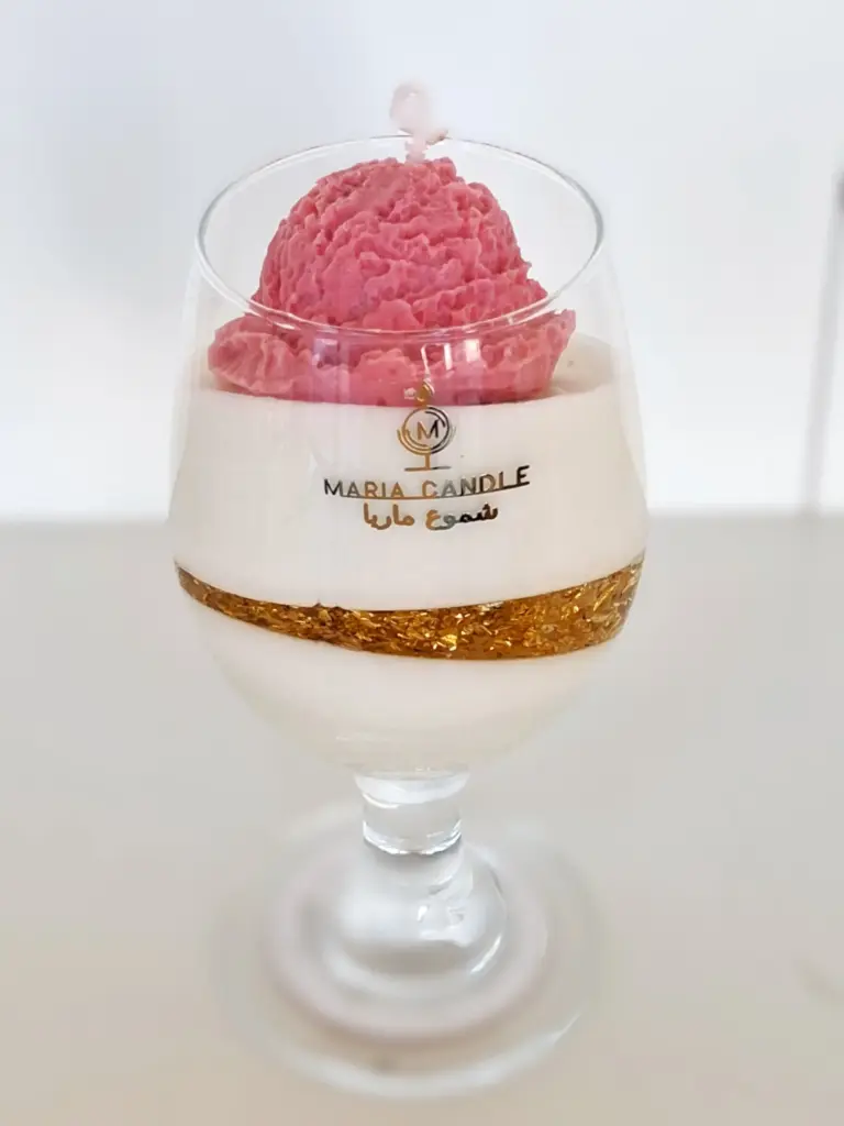 Ice cream Medium cup candle شمعة كوب آيس كريم المتوسط (Pink)
