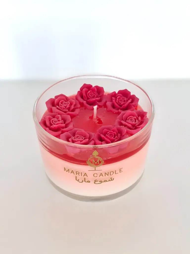Cheesecake glass jar candle شمعة تشيز كيك في جرة زجاج (Flowers)