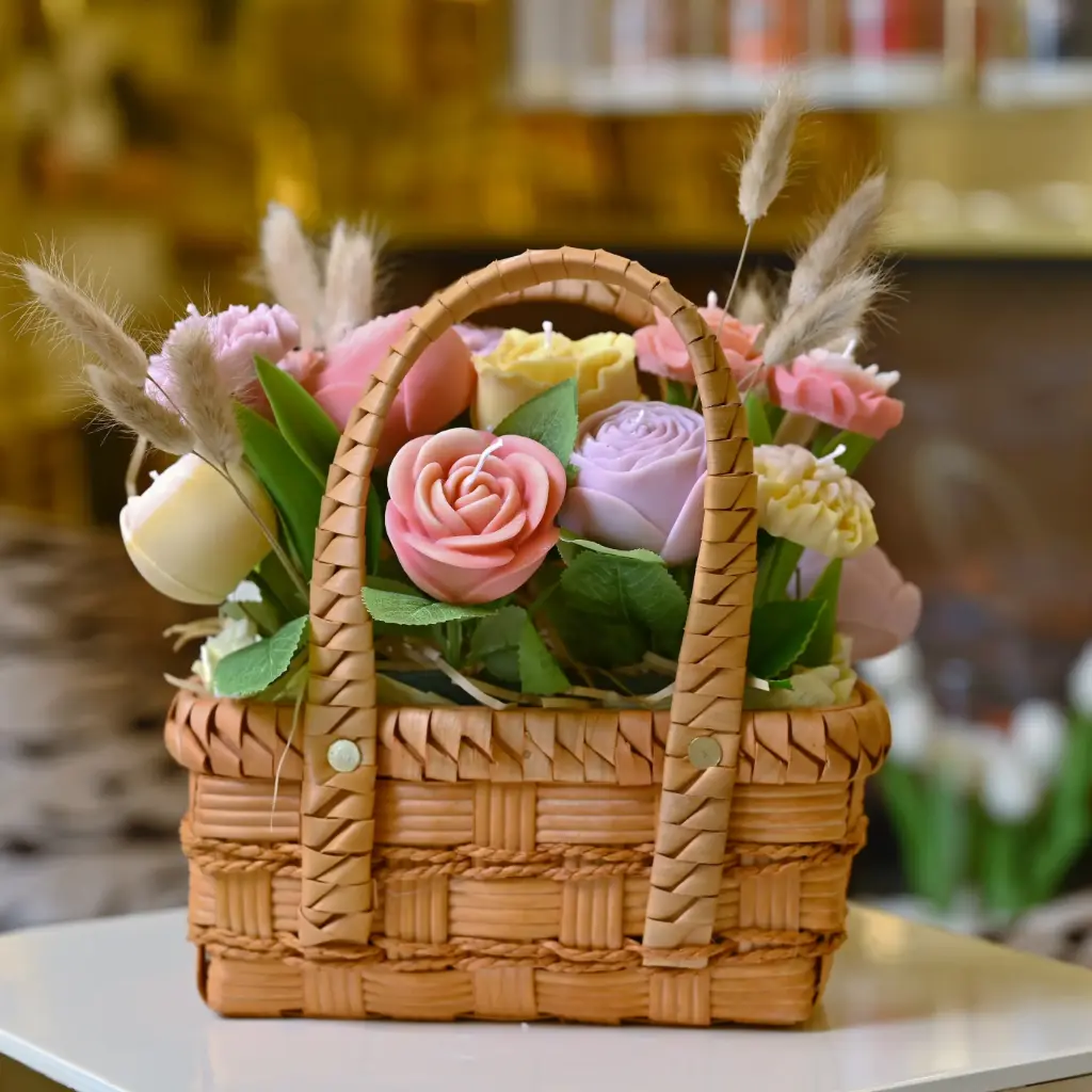 Flower Candle  Basket  سلة الشموع على شكل ورد