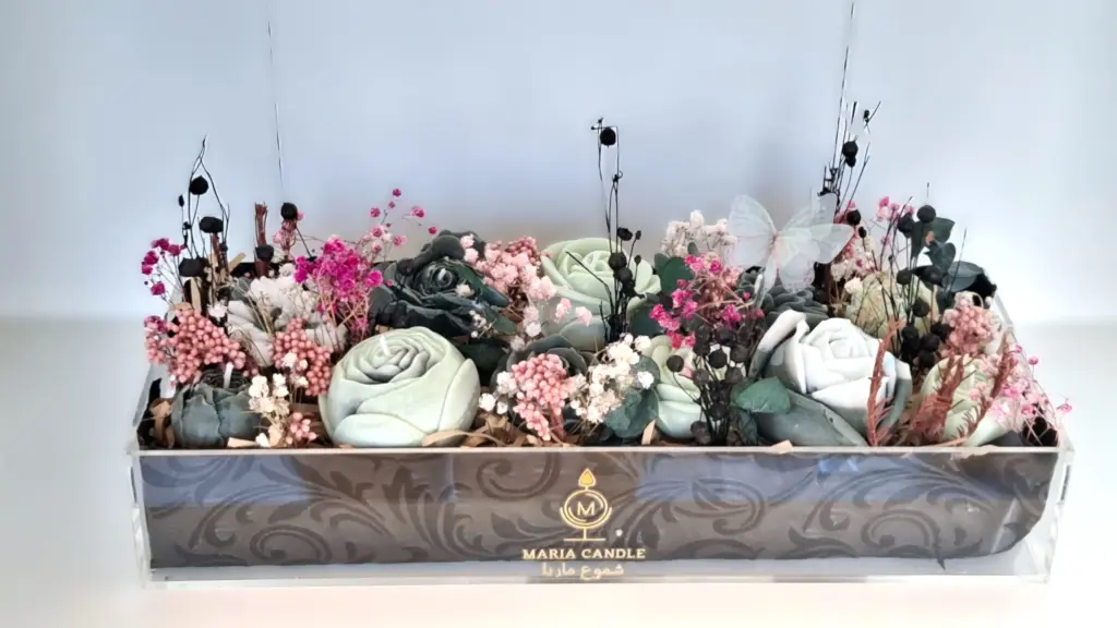 Rectangular box of flower candle شمعة صندوق زهور مستطيل