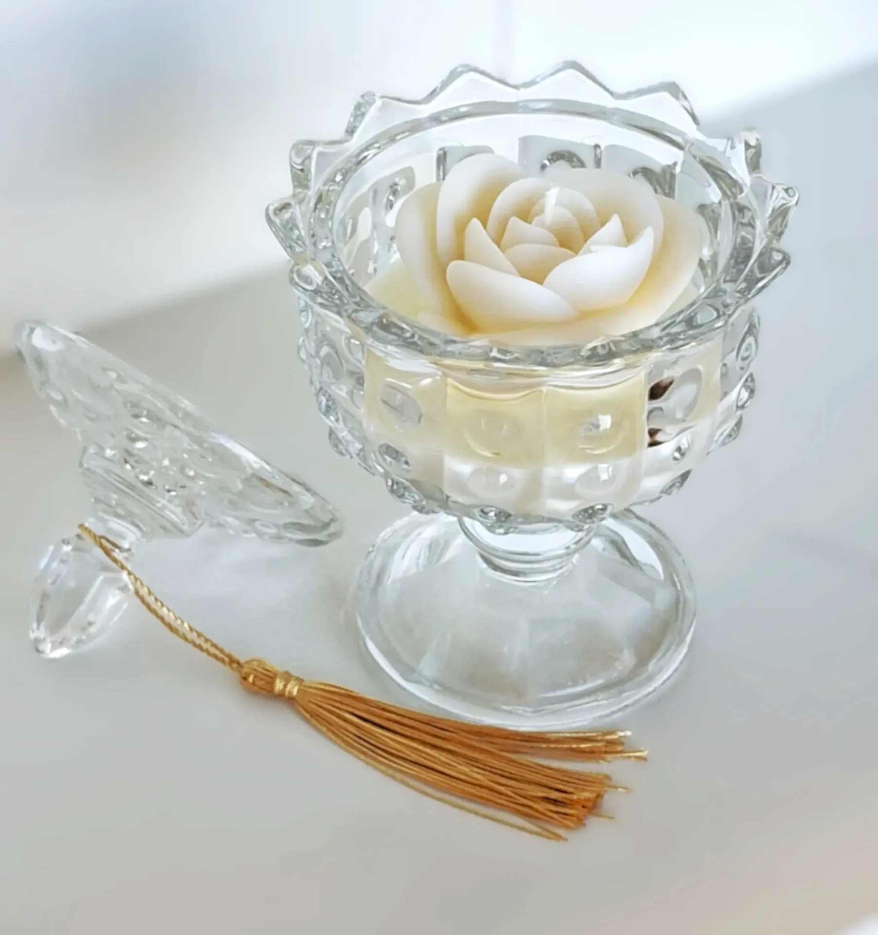 Flower Cristal mini Round Candle شمعة وردة كريستال دائري ميني