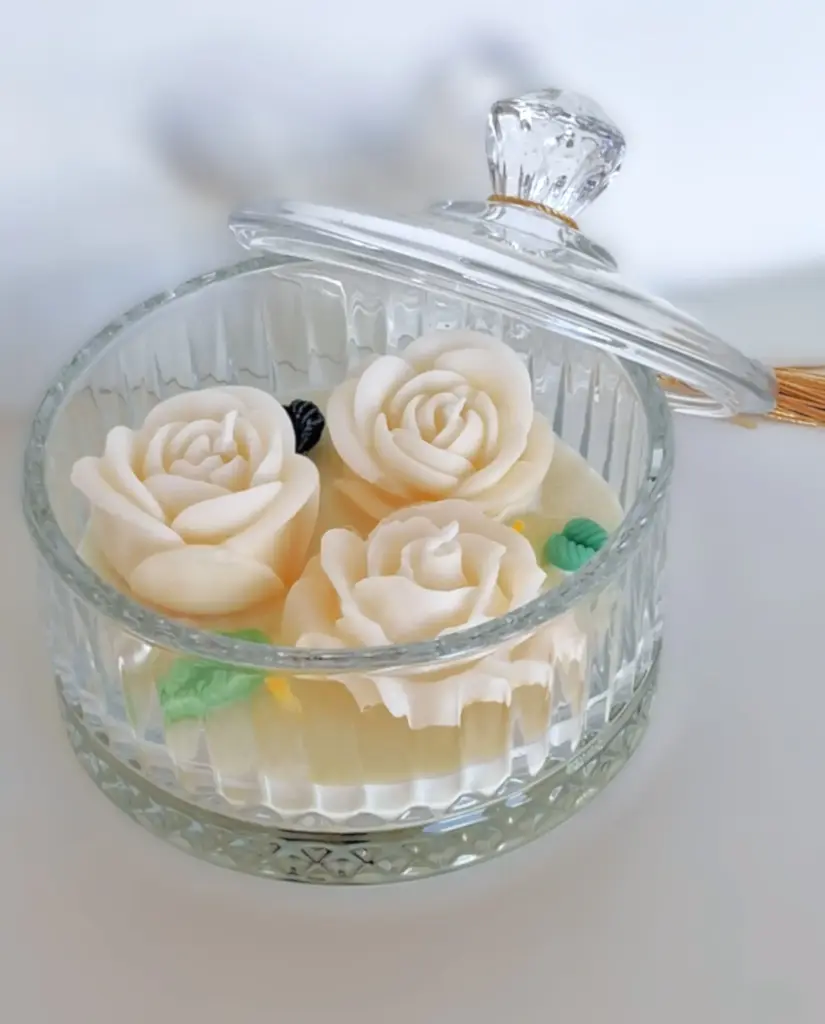 [Flower cristal round candle] Flower cristal round candle شمعة وردة كريستال دائري