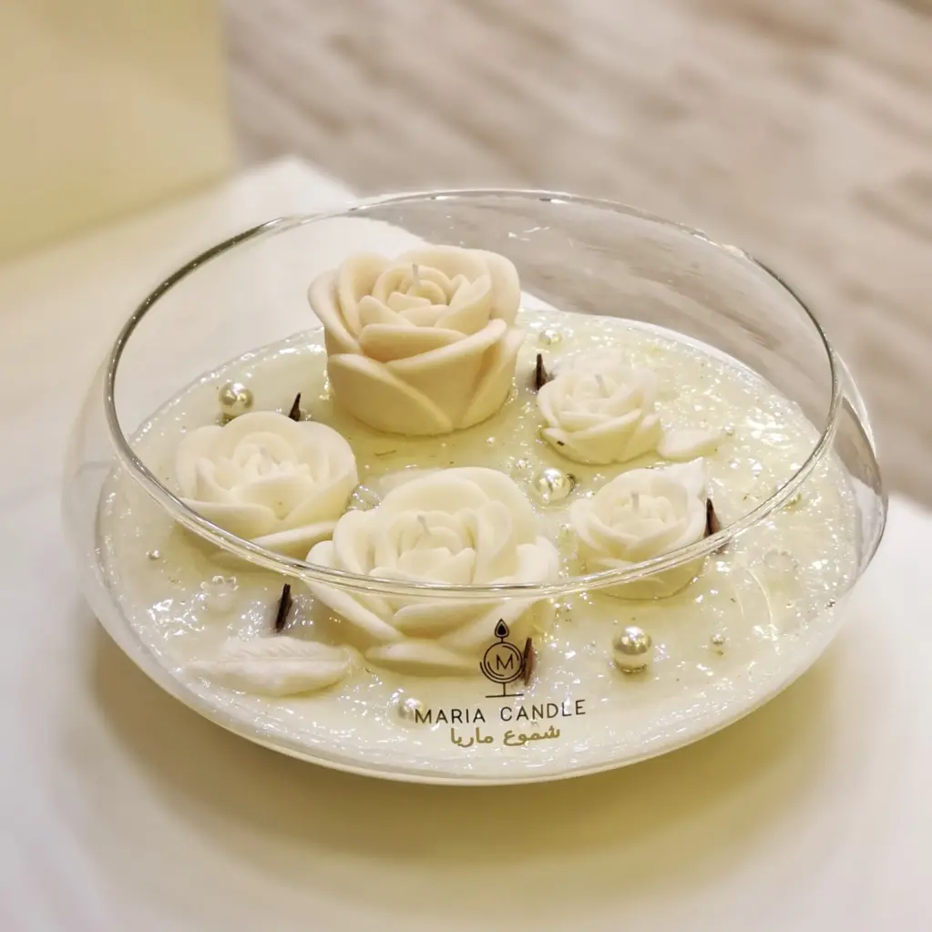 [Cristal flower bowl Candle] Cristal flower bowl Candle شمعة ورود وعاء زجاج 