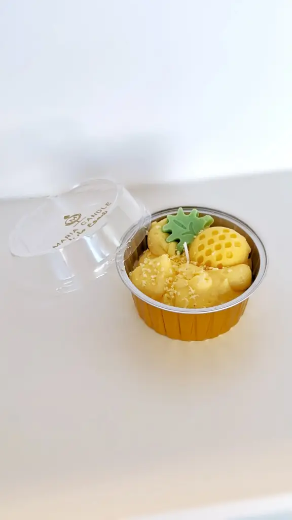 [Aliminuim Round ٌcontainer crème candle pineapple] Aliminuim Round container crème candle pineapple شمعة كريم حلوى في علبة دائرية ألمنيوم بالأناناس