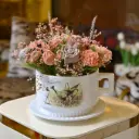 flower bouquet Coffee Cup extra Large candle شمعة باقة الورد في كوب قهوة كبير جدًا