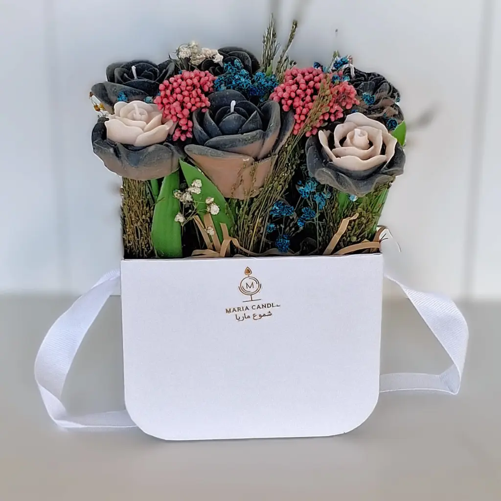 Maria bouquet flower carton Bag small candle شمعة باقة زهور ماريا في كرتون حجم صغير