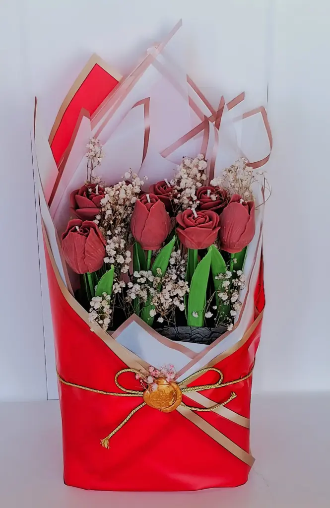 bouquet red flower candle شمعة باقة ورد حمراء