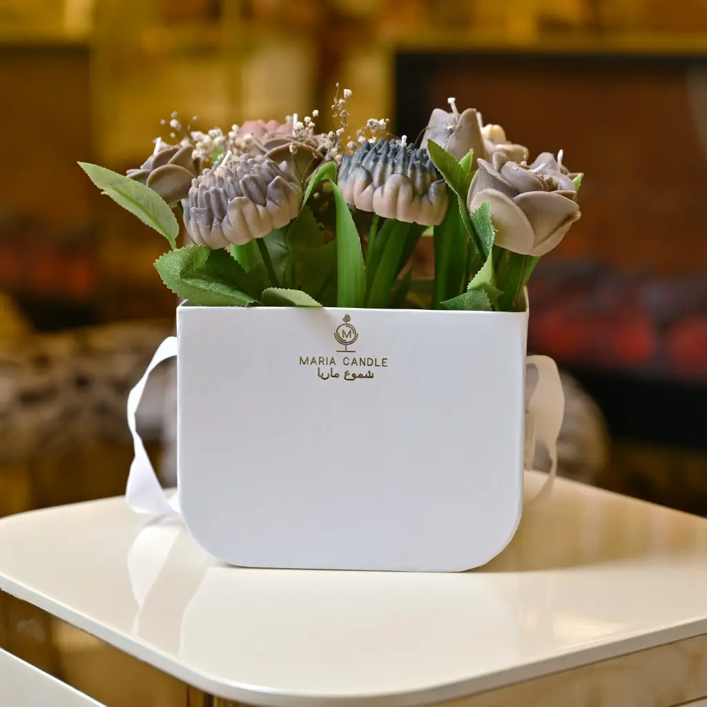 Maria bouquet flower carton Bag Large candle شمعة باقة زهور ماريا في كرتون حجم كبير