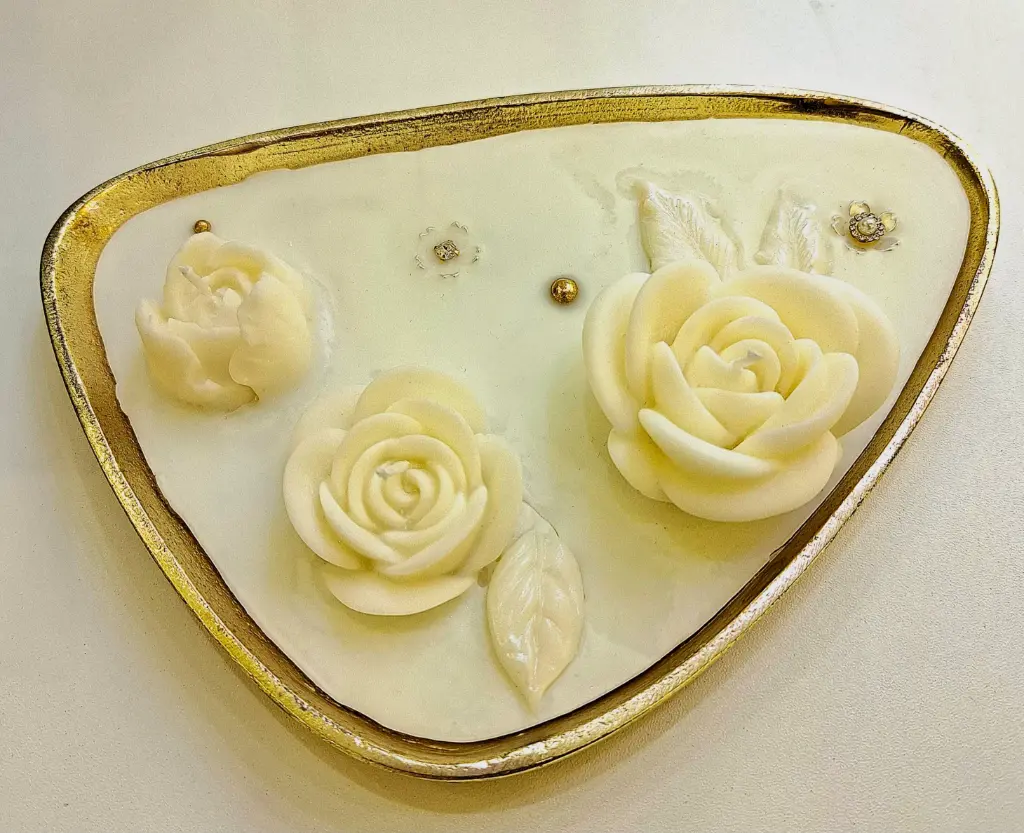 [Metal Tray Flower Candle] Metal Tray Flower Candle شمعة صحن زهور حديد